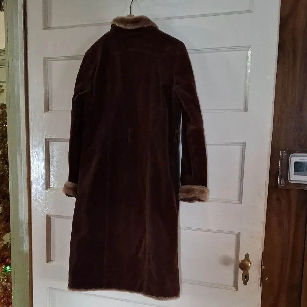 Picasso Style Jean Brown Teddy Jacket with Faux Fur Trim, Large Vintage